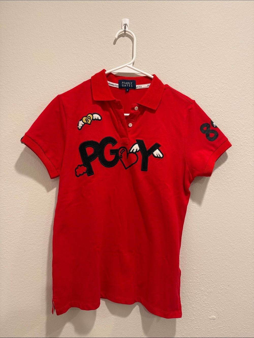 Women's Red Embroidered Golf Polo